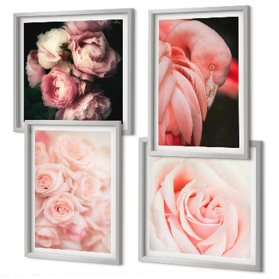 Multi-piece wall decor set Pastel pink flamingos