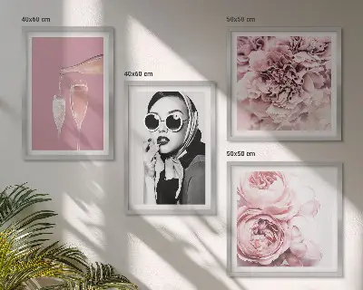 Set of 4 floral wall art prints featuring elegant peony and rose designs