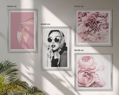 Set of 4 wall art pieces Flowers peonies roses elegance