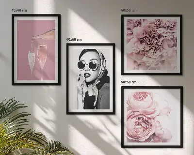 Set of 4 floral wall art prints featuring elegant peony and rose designs