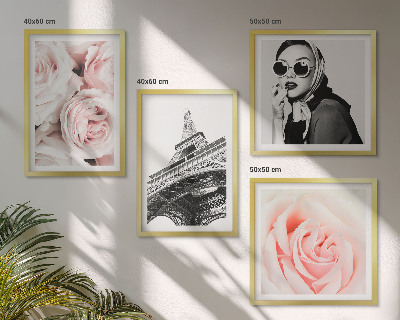 Multi-piece wall decor set Eiffel's portrait of a woman roses