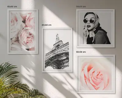 Eiffel Tower and woman with roses wall art set multi-piece decorative wall hanging