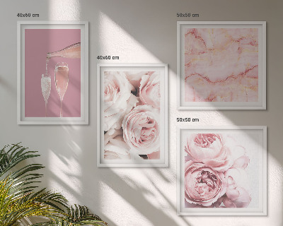 Wall art set Roses champagne marble pastel