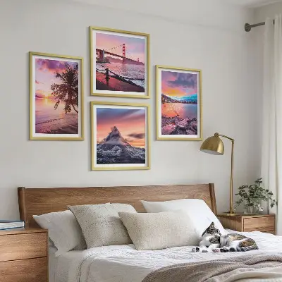 Sunsets bridge landscape wall art set of 4 pieces