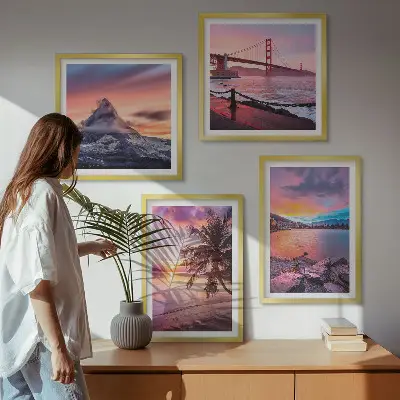 Sunsets bridge landscape wall art set of 4 pieces