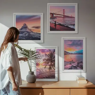 Sunsets bridge landscape wall art set of 4 pieces