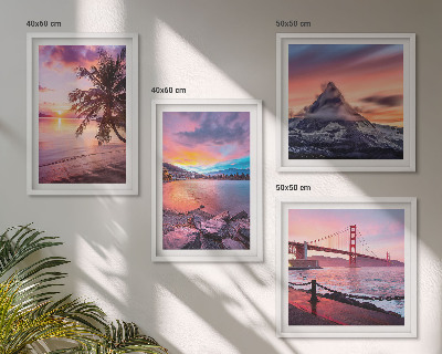 Set of 4 wall art pieces Sunsets bridge landscape