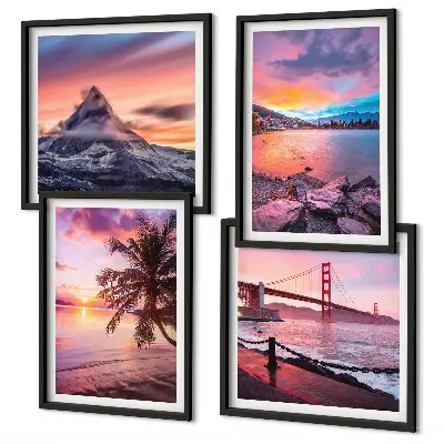 Sunsets bridge landscape wall art set of 4 pieces