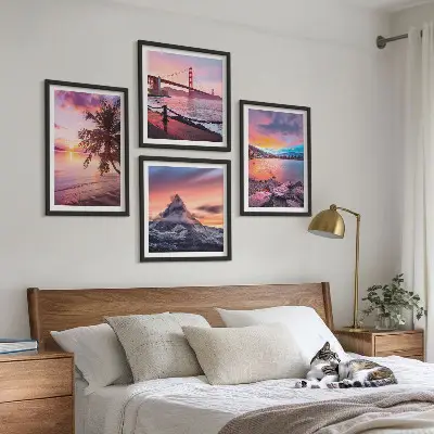 Sunsets bridge landscape wall art set of 4 pieces