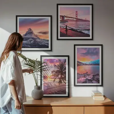 Sunsets bridge landscape wall art set of 4 pieces