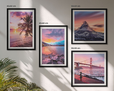 Set of 4 wall art pieces Sunsets bridge landscape