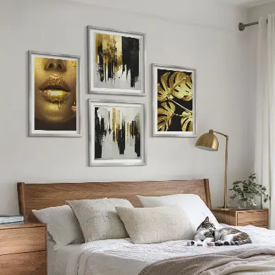 Abstract leaf painting multi-piece wall decor set