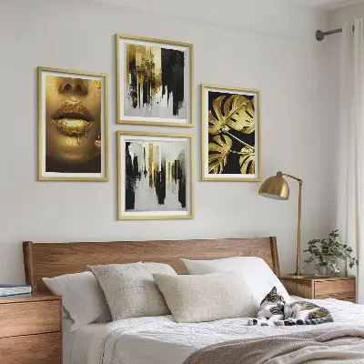 Abstract leaf painting multi-piece wall decor set
