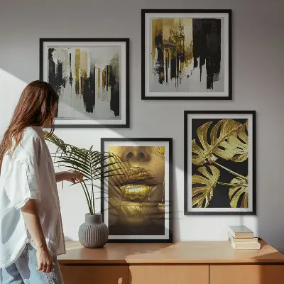 Abstract leaf painting multi-piece wall decor set