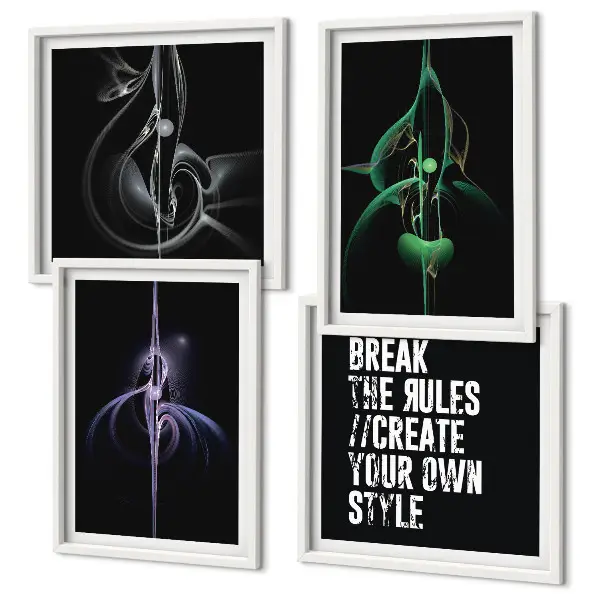 Multi-piece abstract wall art set with black patterns