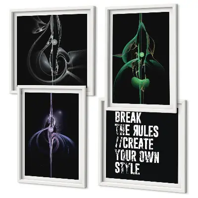 Multi-piece abstract wall art set with black patterns