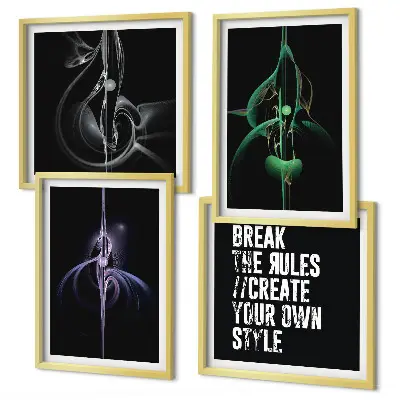 Multi-piece abstract wall art set with black patterns