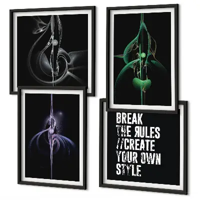 Multi-piece abstract wall art set with black patterns