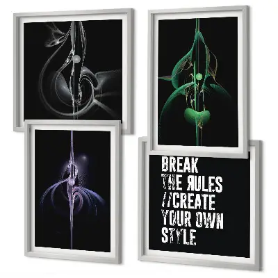 Multi-piece abstract wall art set with black patterns