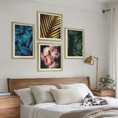 Wall art set Leaves flowers in colors
