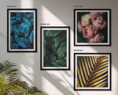Wall art set Leaves flowers in colors