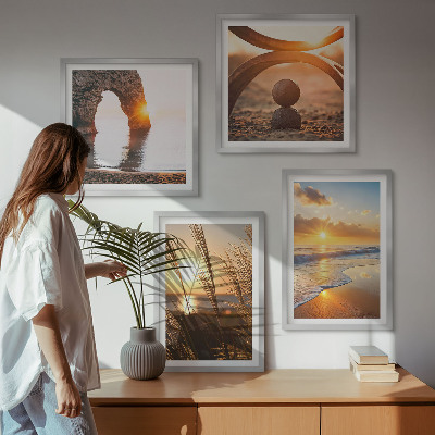 Multi-piece wall decor set Tranquil landscapes of the beach of the sun