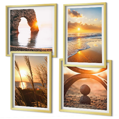 Multi-piece wall decor set Tranquil landscapes of the beach of the sun