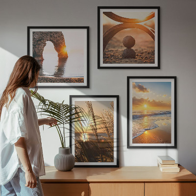 Multi-piece wall decor set Tranquil landscapes of the beach of the sun
