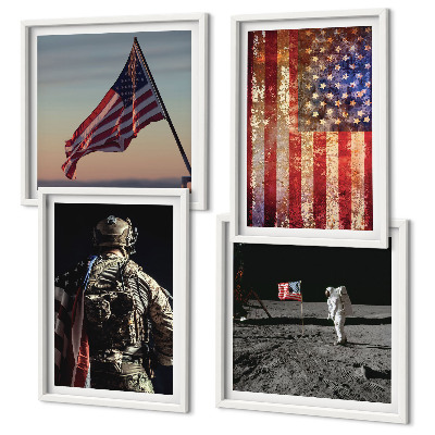 Wall art set American symbols USA flag