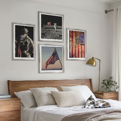 Wall art set American symbols USA flag