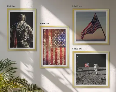 American USA flag wall art set decorative wall art set