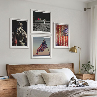 Wall art set American symbols USA flag
