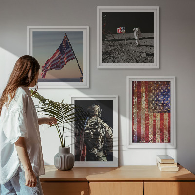 Wall art set American symbols USA flag
