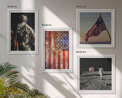 Wall art set American symbols USA flag