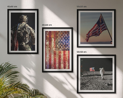 Wall art set American symbols USA flag