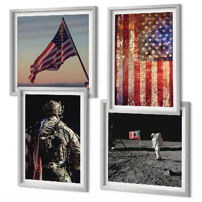 Wall art set American symbols USA flag