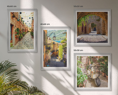 Set of 4 wall art pieces Charming streets and pizza
