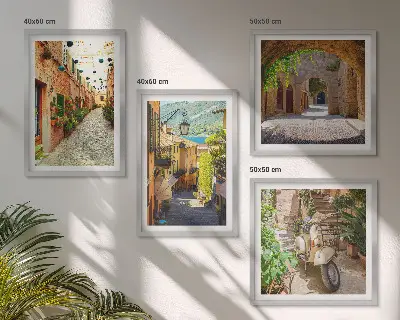 Charming streets and pizza wall art set of 4 pieces