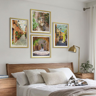 Set of 4 wall art pieces Charming streets and pizza