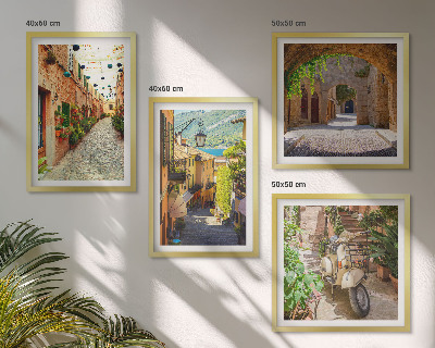 Set of 4 wall art pieces Charming streets and pizza
