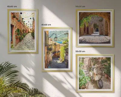 Charming streets and pizza wall art set of 4 pieces