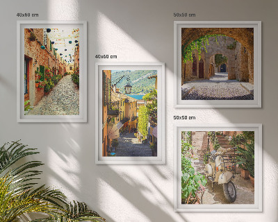 Set of 4 wall art pieces Charming streets and pizza