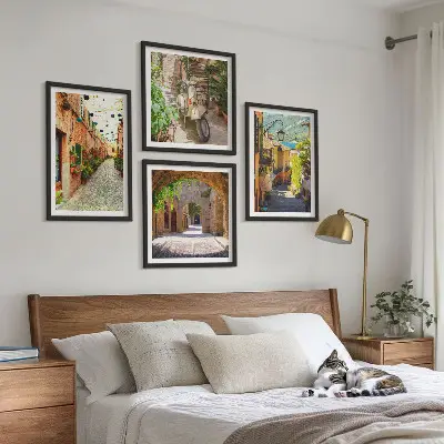Charming streets and pizza wall art set of 4 pieces