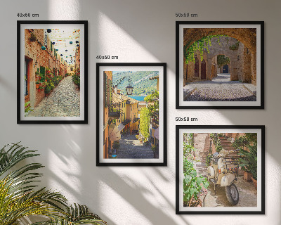 Set of 4 wall art pieces Charming streets and pizza
