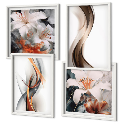 Multi-piece wall decor set Yellow gray-brown waves