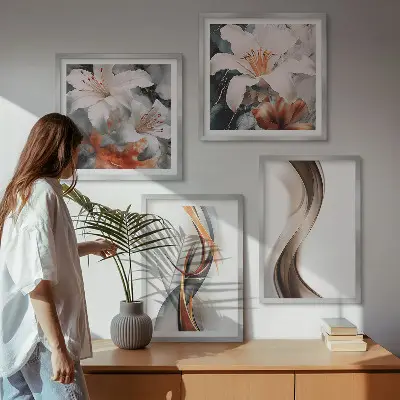 Multi-piece wall decor set yellow gray and brown waves