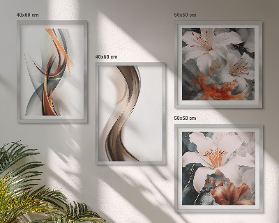 Multi-piece wall decor set Yellow gray-brown waves