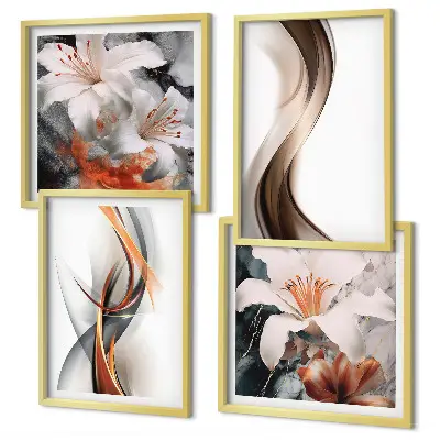 Multi-piece wall decor set yellow gray and brown waves