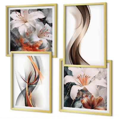 Multi-piece wall decor set Yellow gray-brown waves