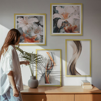 Multi-piece wall decor set Yellow gray-brown waves